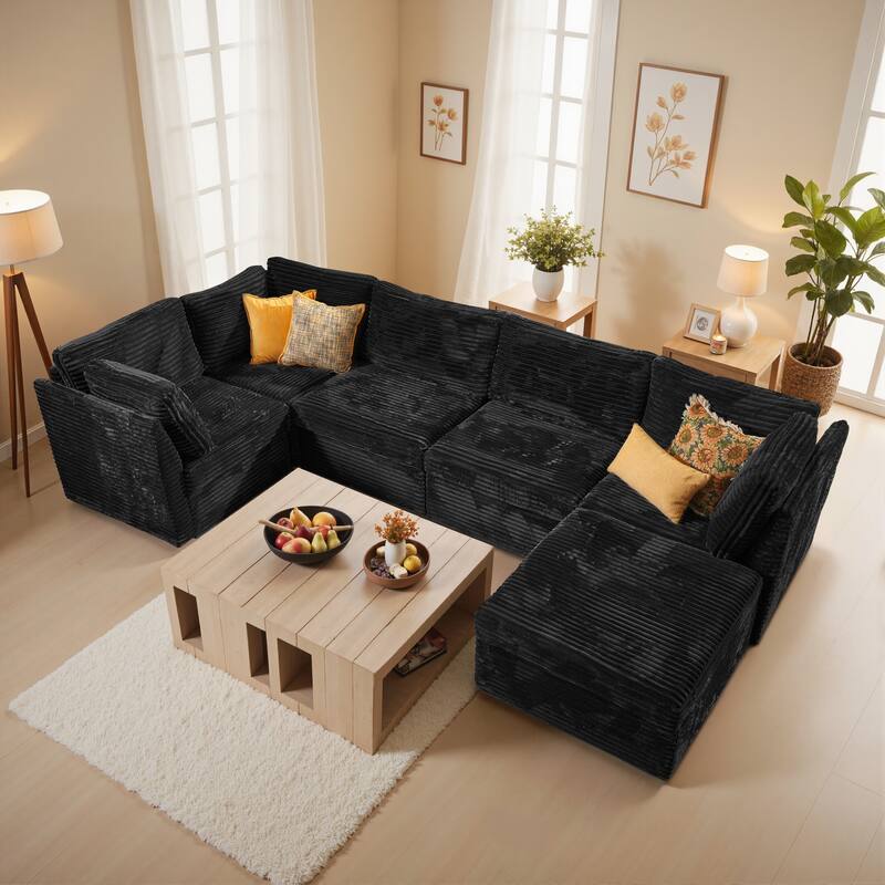 OVIOS Soft-Experience L-Shaped Sofa - PlushBlack
