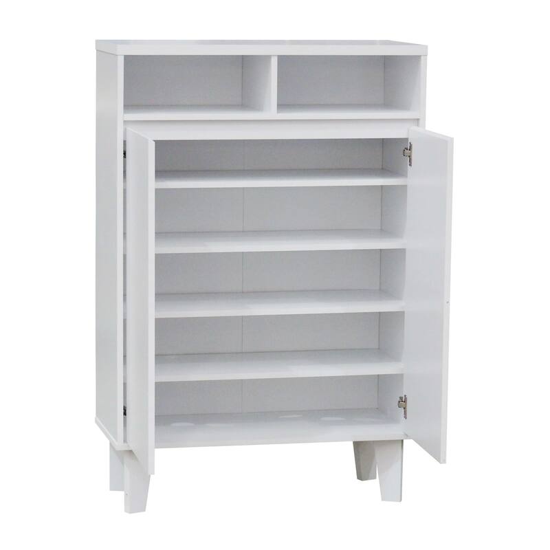 2-Door Shoe Rack Storage Cabinet, White