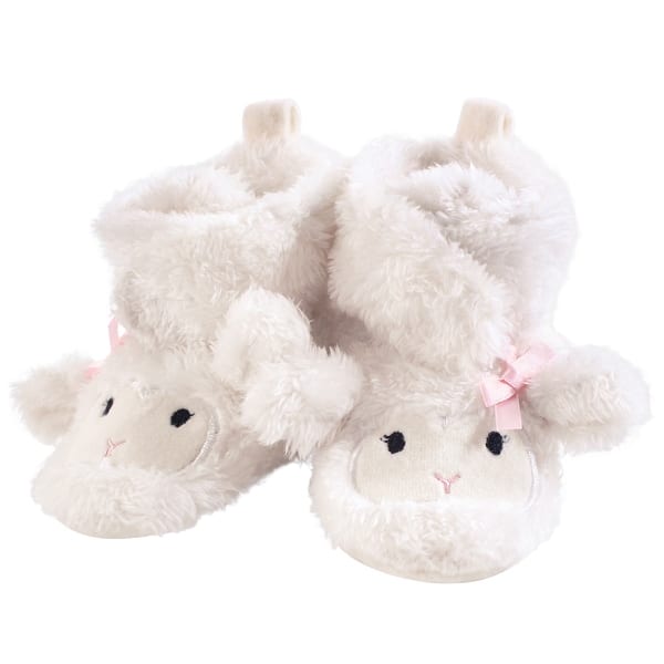 slide 1 of 1, Hudson Baby Infant Girl Cozy Fleece and Faux Shearling Booties, Girl Lamb Girl Lamb - 0-6 Months
