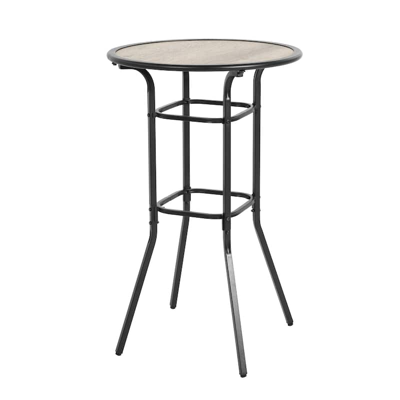 Patio Bar Table and Swivel Chairs Set with Metal Frame (Set of 3)