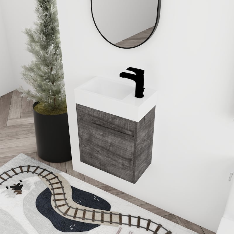BNK 16/18 Inch Single Sink Bathroom Vanity with Soft Close Door