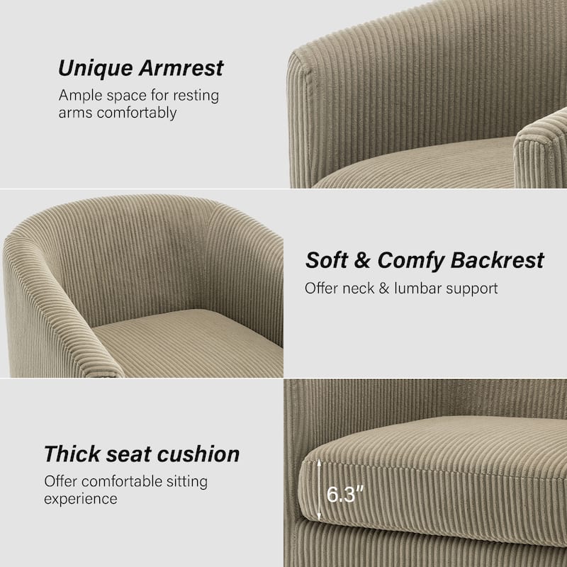 Corduroy Upholstered Swivel Barrel Chair