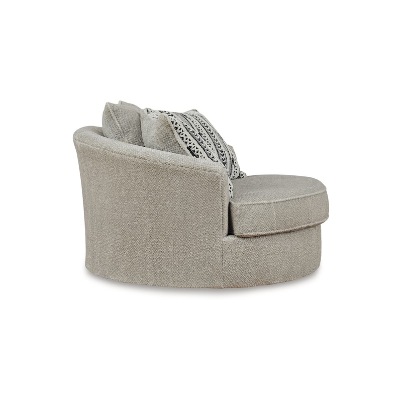 Signature Design by Ashley Calnita Brown/Gray Oversized Swivel Accent Chair - 56"W x 55"D x 36"H