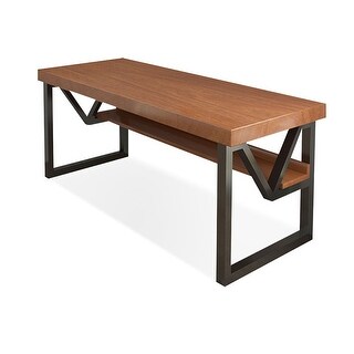 View of Brown Rectangle Solid Wood Desks - Bed Bath & Beyond - 41321351
