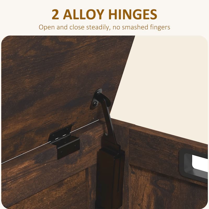 Rustic Brown Wooden Storage Chest Trunk with Lid and Large Capacity Shoe Bench - 29.9" L x 15.7" W x 18.9" H