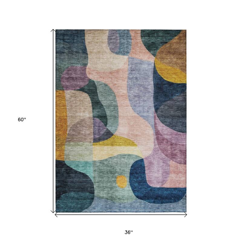 HomeRoots Abstract Transitional Rectangle Outdoor Rug