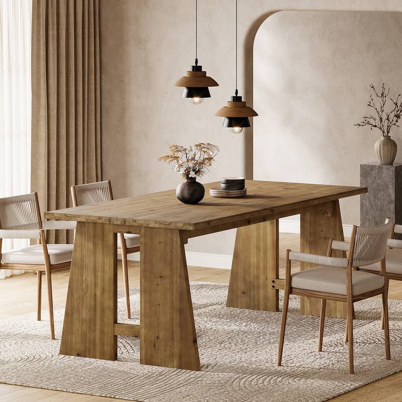 70.9" Solid Wood Dining Table, Kitchen Table for 6-8 with Unique Base