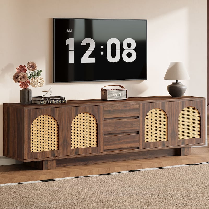 70.9" Modern TV Stand Entertainment Center for TVs up to 80" - Walnut