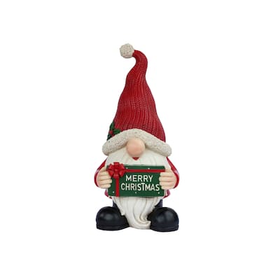 LED Lighted Gnome with Sign Christmas Figurine - 25"