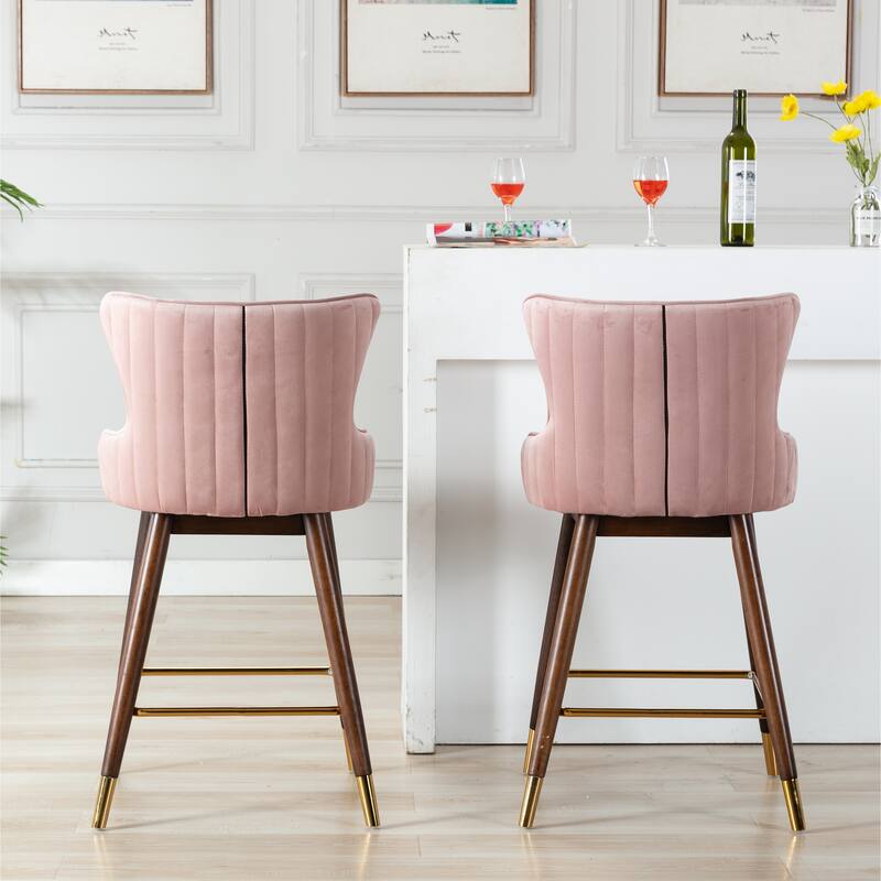 Upholstered Counter Height Wingback Stools,Set of 2