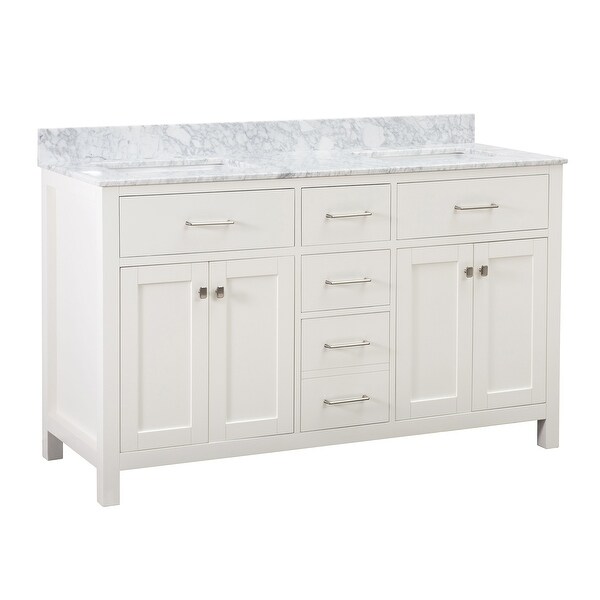 Shop Sunjoy White 60 In Shaker Style Double Sink Bathroom Vanity Overstock 30599309