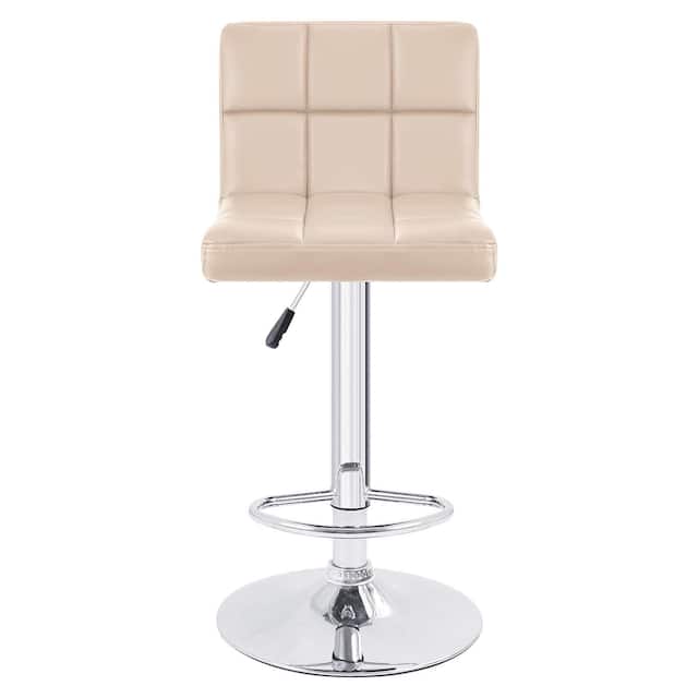 Bar Stools Adjustable Armless Swivel PU Leather Barstools Set of 2