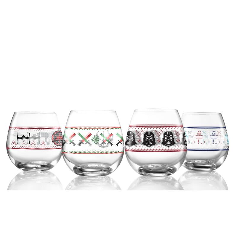 Star Wars Ugly Sweater Stemless Drinking Glass - 15 oz - Set of 4 - 15 oz