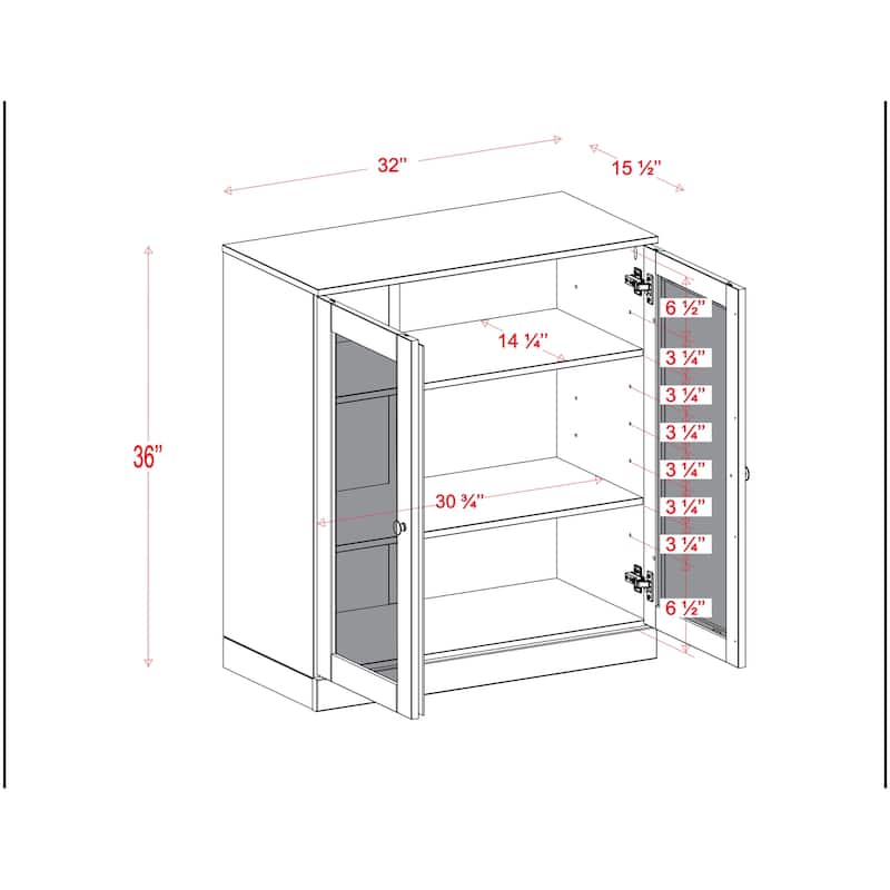 Palace Imports 100% Solid Wood TV Stand with Frosted Glass Doors for TVs up to 32"