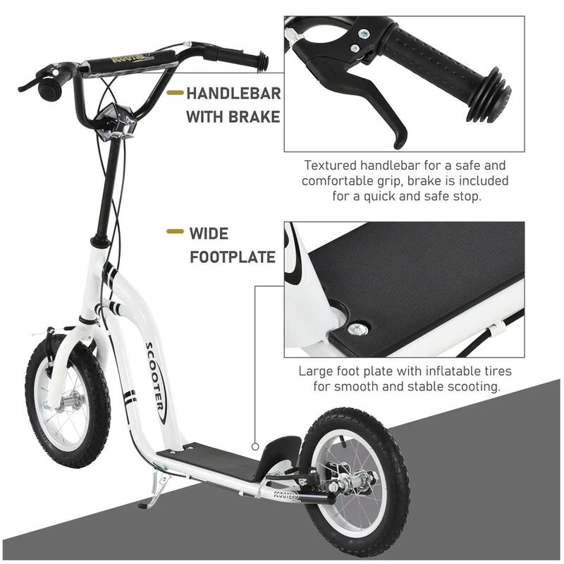 Steel Aluminum Kids Scooter with Adjustable Height Handle - 47.25"L x 22.75"W x 33.5"-37.5"H