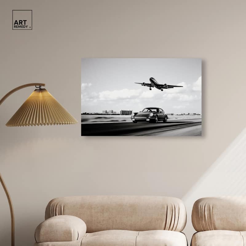 Sports Car Takeoff Canvas by Art Remedy, Gallery Wrapped