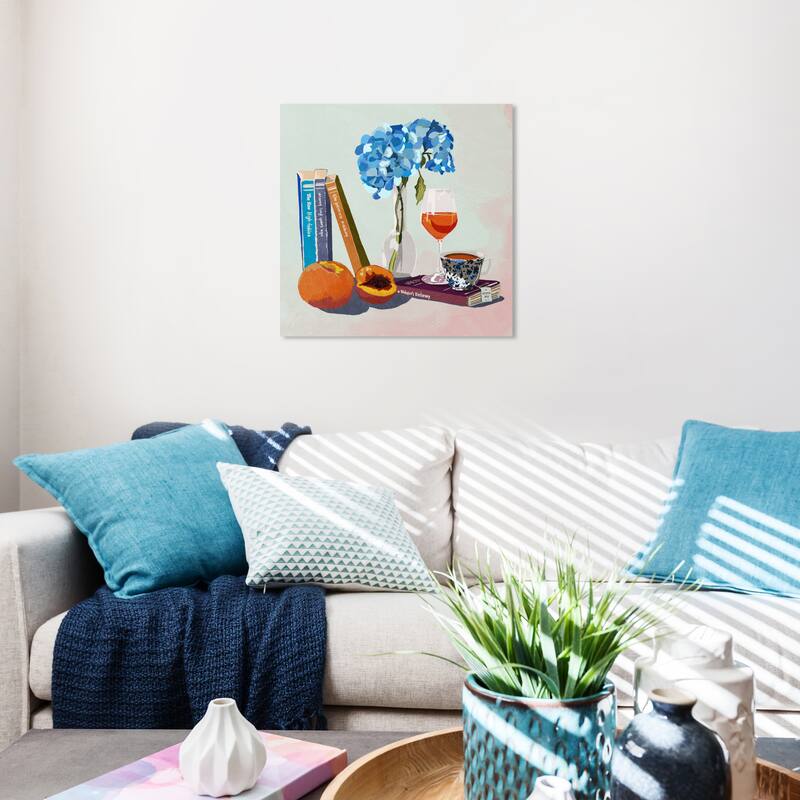 Wynwood Studio Canvas Floral and Botanical Reader s pastime Blue and Copper Farmhouse Wall Art Canvas Print - Blue, Bronze - 20 x 20