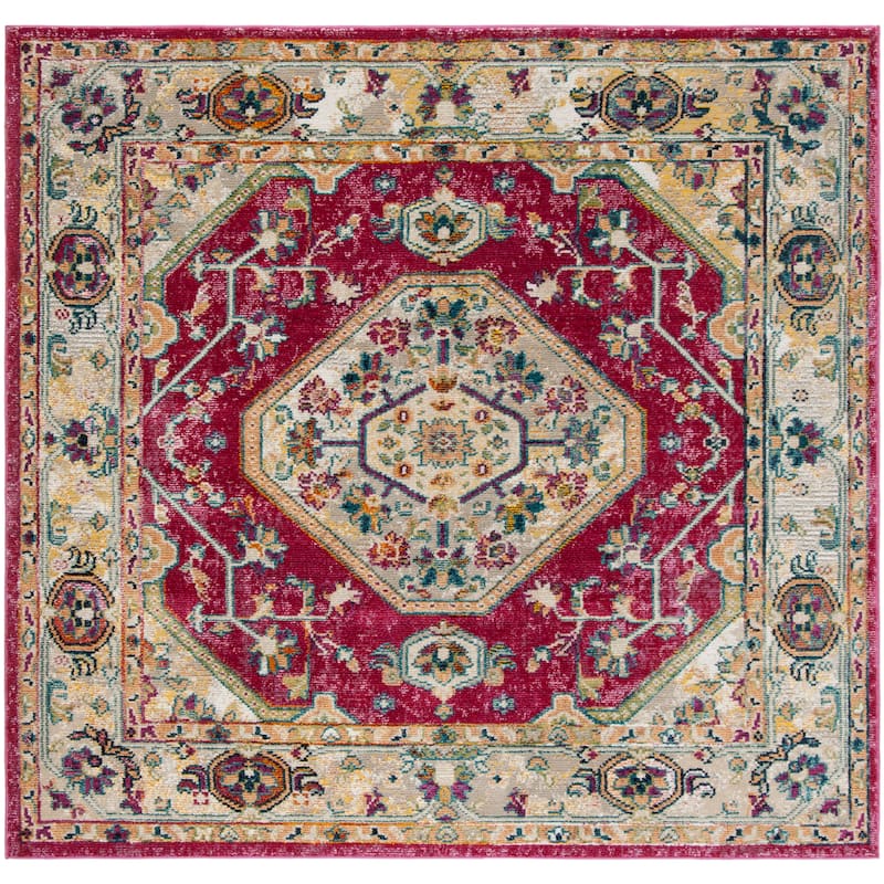 SAFAVIEH Savannah Doris Boho Oriental Polyester Medallion Rug - 7' Square - Violet/Violet