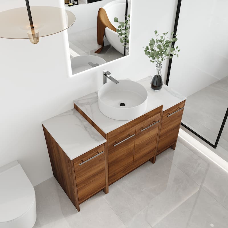 Malwee 24"/36"/48"/60" FreeStanding Bathroom Vanity, Floor Stand Bathroom Vanity with Ceramic Sink,Soft Close Door and Shelf