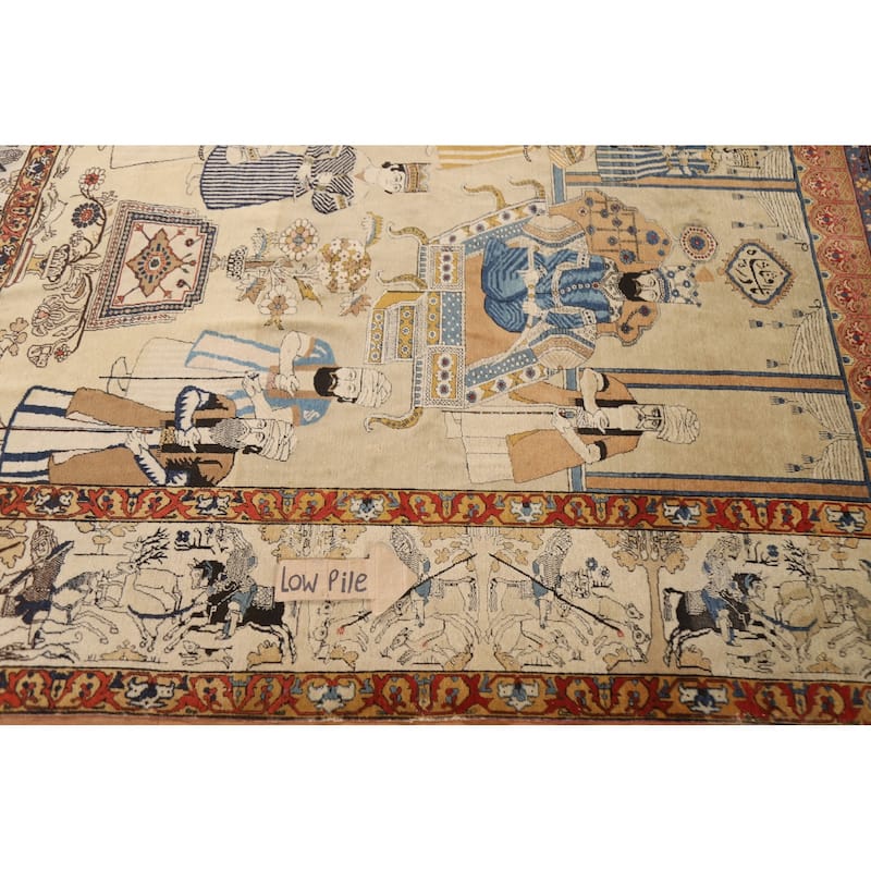 Pre-1900 Antique Vegetable Dye Kashan Mohtasham Persian Rug - 4'9"x 6'10"