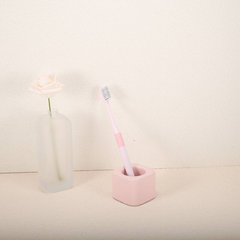 Toothbrush Holder, Square Mini Ceramic Toothbrush Holder Electric Toothbrush Holder 2.20"x2.20"x1.73", for Bathroom