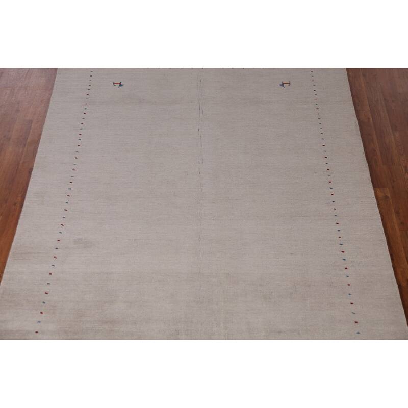 Hand Knotted Oriental 100% Wool Carpet Tribal Tribal Greys & Charcoal Gabbeh Area Rug - 7' 7'' X 5' 3''