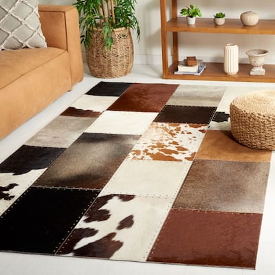SAFAVIEH Handmade Studio Leather Jamila Modern Patchwork Rug