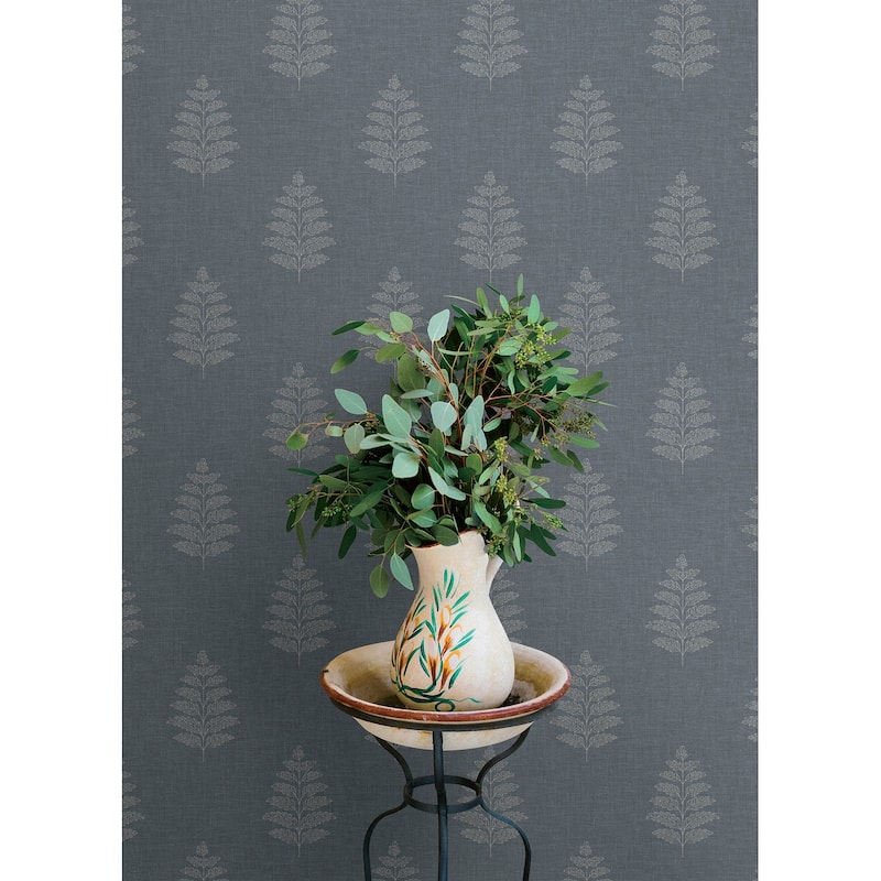 Chesapeake Frond Denim Leaf Wallpaper