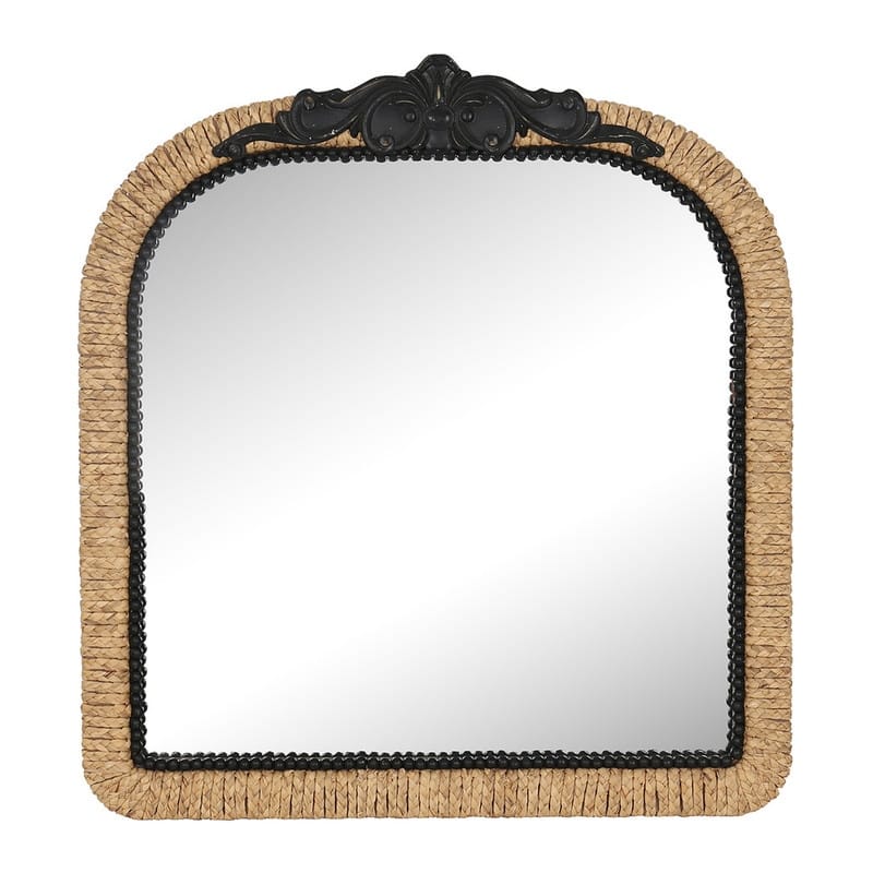 Solara Wide Arch Rattan Frame Wood Wall Mirror - 37.5"H x 3.5"W x 1.75"D