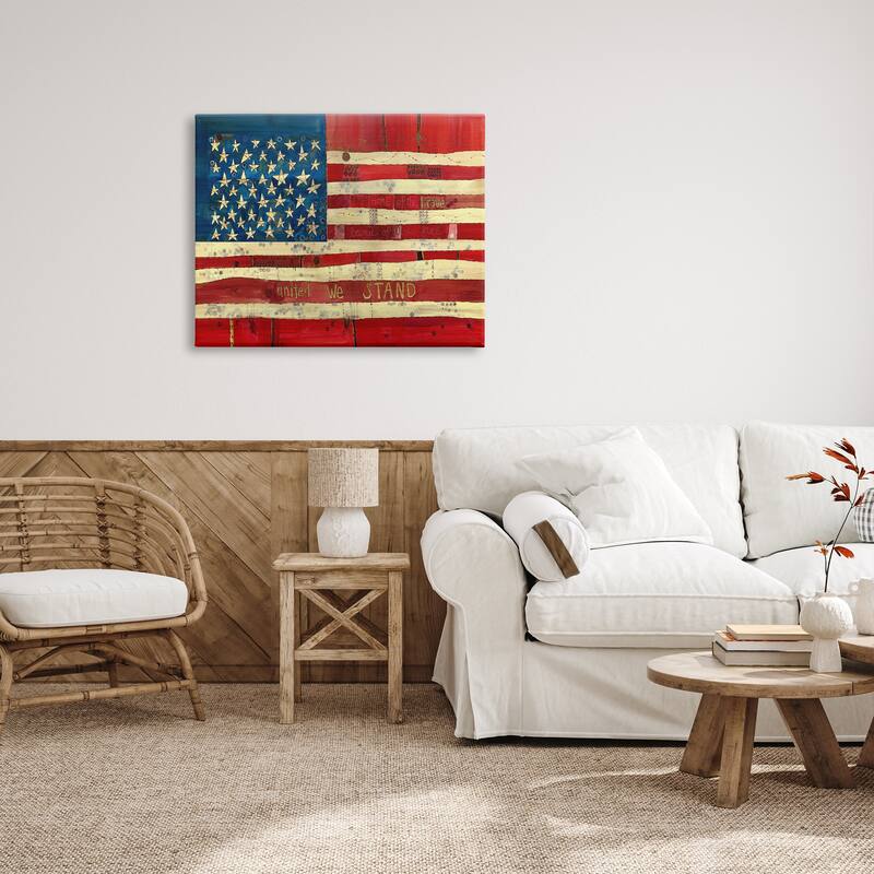 Stupell United We Stand Independence Day Festive American Flag Canvas Wall Art, Design by Stephanie Burgess