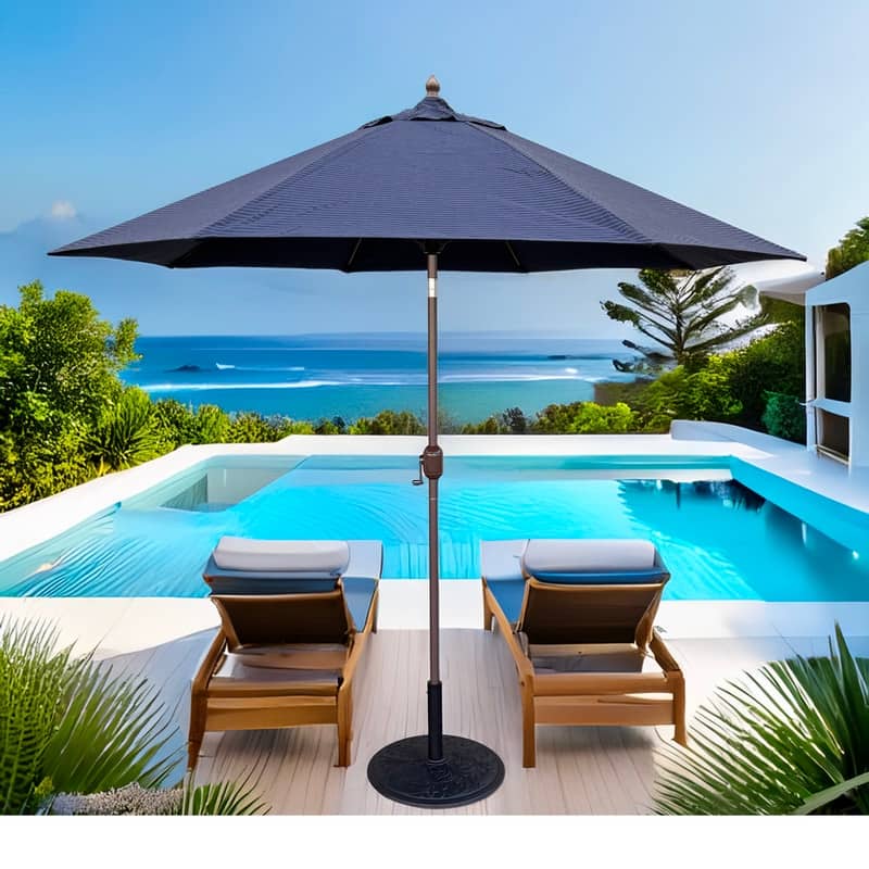 Tropishade 9' Market Umbrella with Sunbrella 14050-04 Scale Indigo