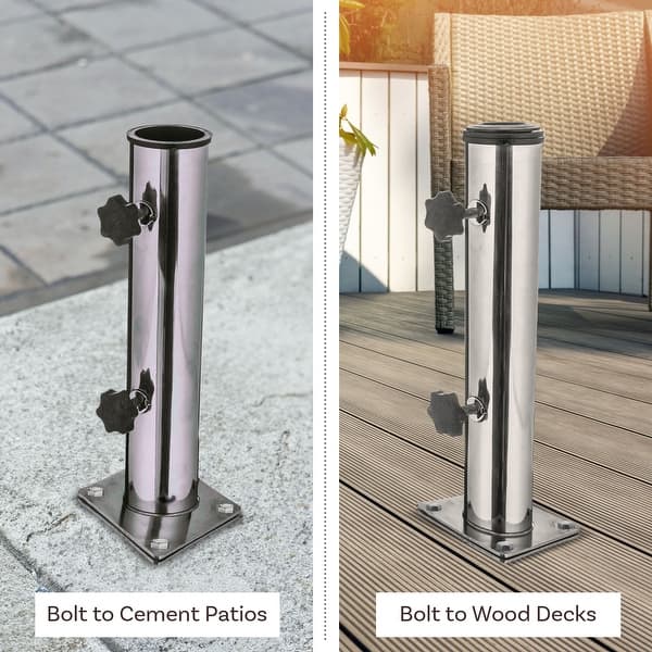 Deck Umbrella Base - Adjustable Inground Umbrella Stand for 1.25-2.2in ...