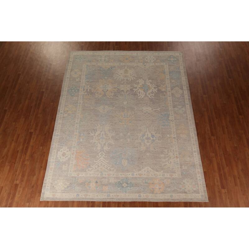 Earth Tone Oushak Vegetable Dye Turkish Area Rug Handmade Wool Carpet - 9'4"x 11'8"