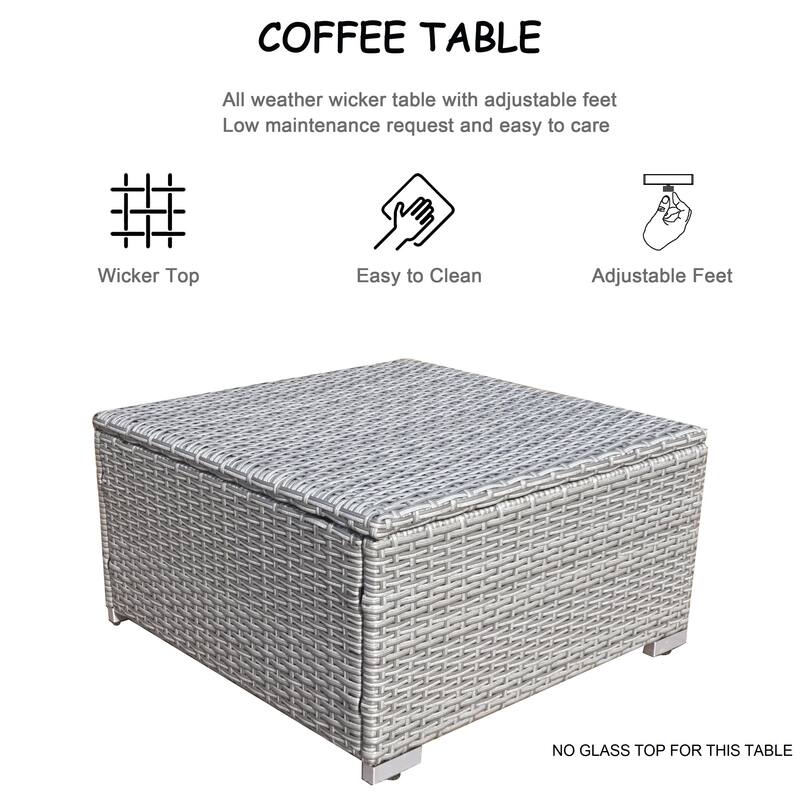 3-piece Outdoor Sectional Furniture All-weather Wicker Patio Conversation sets, Beige