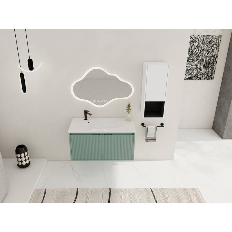 36" Floating Bathroom Vanity with Drop-Shaped Resin Sink