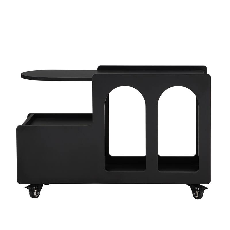 Mobile End Table with lockable wheels, Side Table with Storage Drawer, 11.8inch Narrow Nightstand with Multi-layer Storage