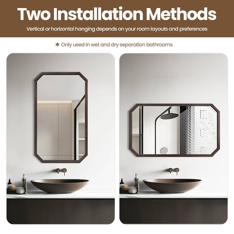 Octagon Panel Black Framed Wall Mirror