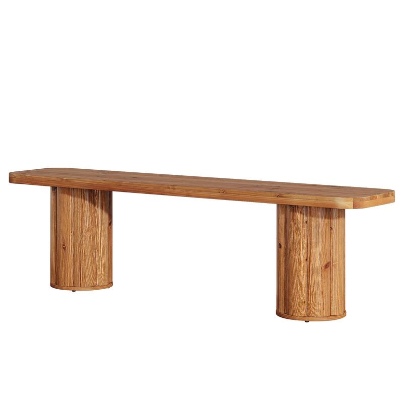 63" Solid Wood Entryway Bench, Extra Long Accent Bench Seat for End of Bed Dining Room Living Room Foyer Bedroom