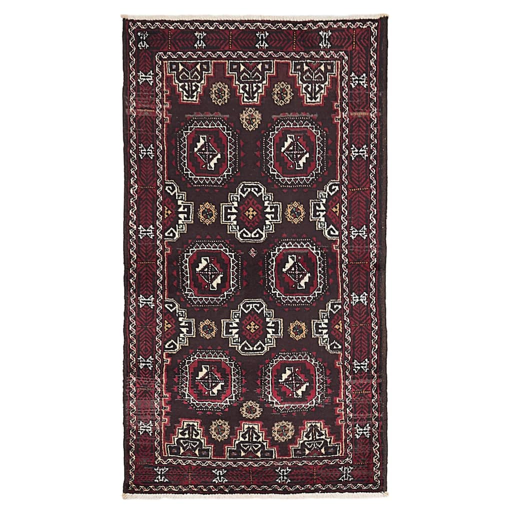 ECARPETGALLERY Hand-knotted Baluch Dark Brown Wool Rug - 3'0 x 5'9