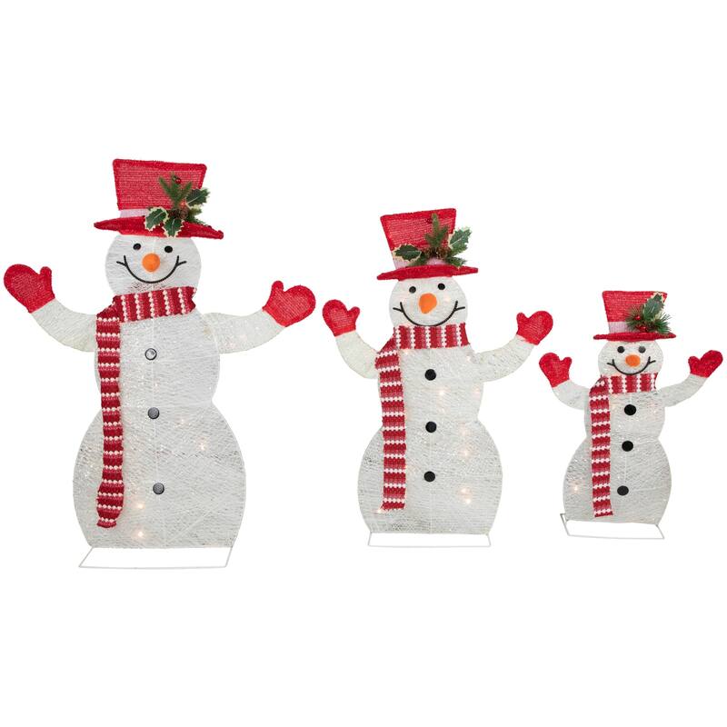Set of 3 LED Lighted Family of Snowmen Outdoor Christmas Decoration - 33.75