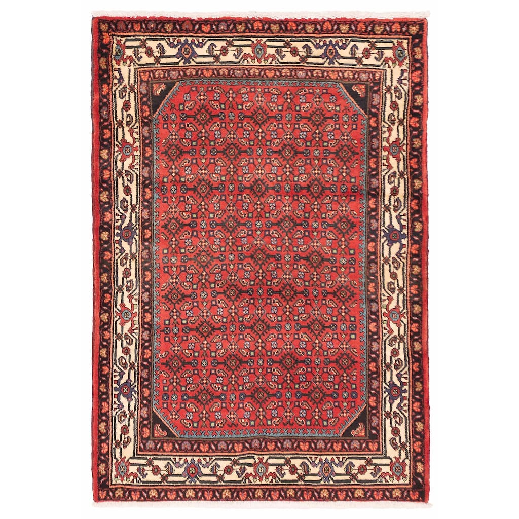 ECARPETGALLERY Hand-knotted Andelz Red Wool Rug - 3'5 x 5'0