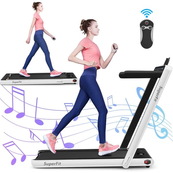 slide 1 of 10, Gymax 2 In 1 Folding Treadmill 2 25Hp Running Machine W/ Dual Display