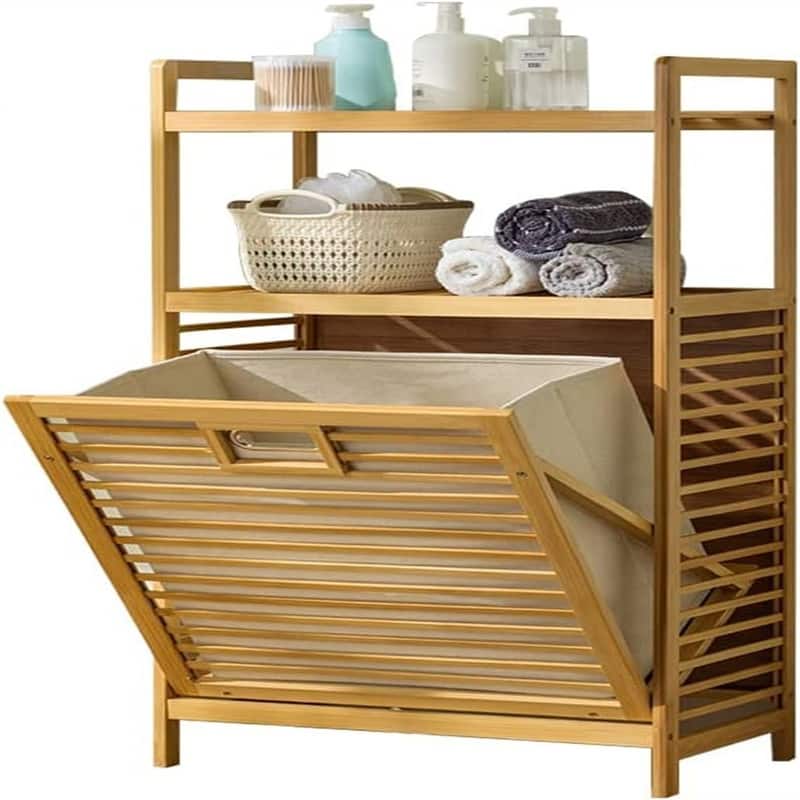 Laundry Hamper with 2 Tier Shelves