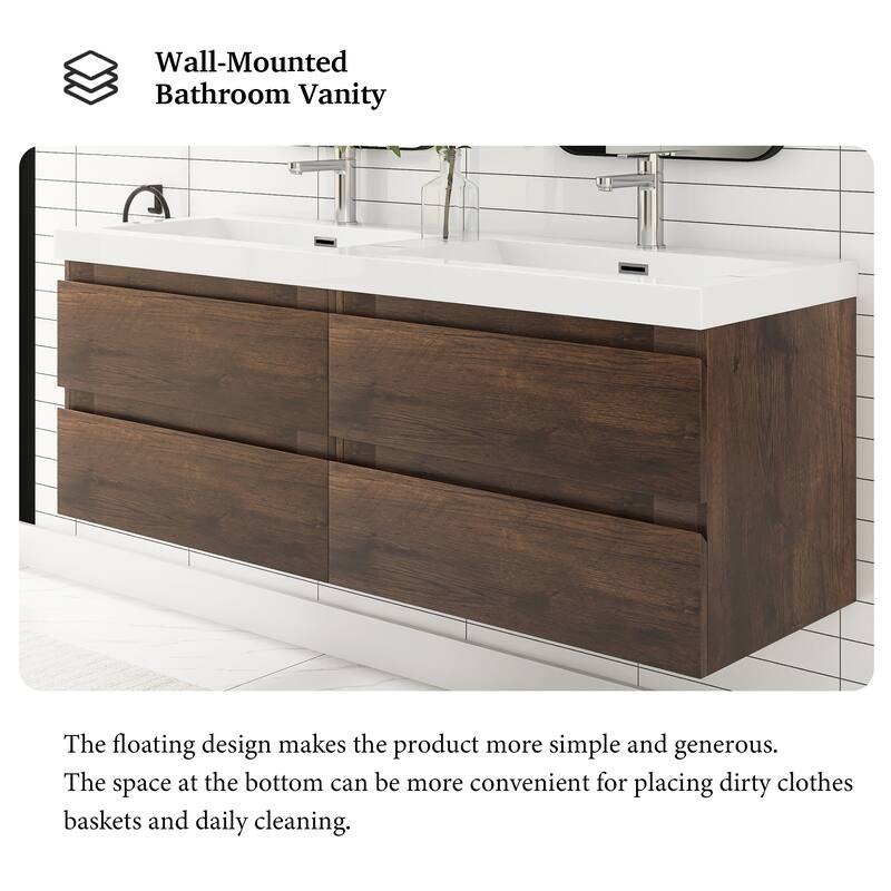 Floating Bathroom Vanity with two Resin Top