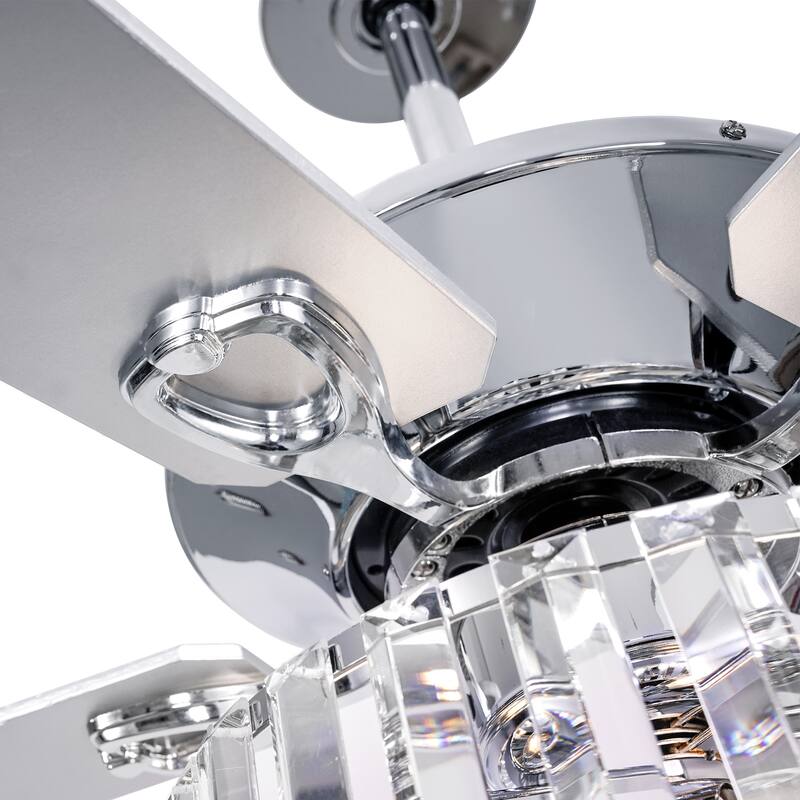 52 in. Indoor Chrome Crystal Ceiling fan withLights and Remote Control