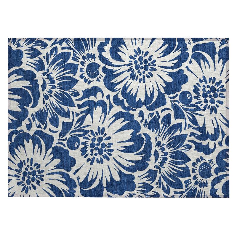 Machine Washable Indoor/ Outdoor Whimsy Floral Chantille Rug