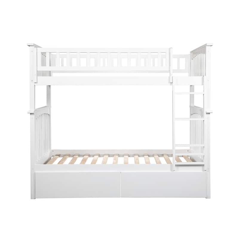 AFI Columbia Twin over Twin Size Bunk Bed with Bed Drawers & Charging Station in White