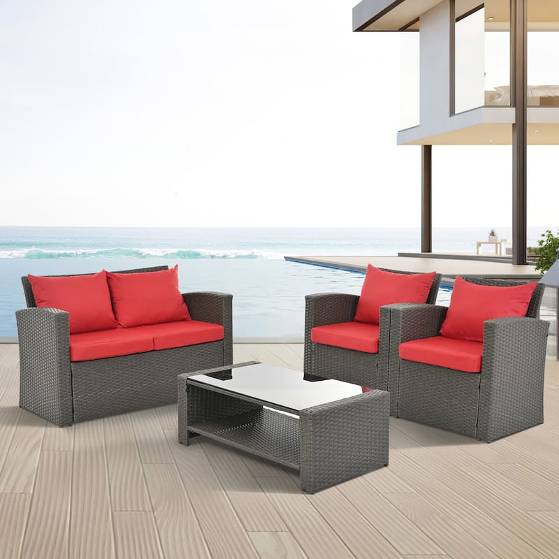 Dark Grey Patio Furniture Set (4 PCS)