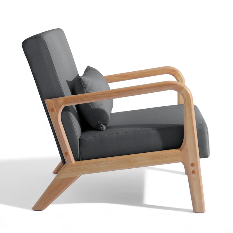 Mid Century Modern Upholstered Wood Frame Accent Chair