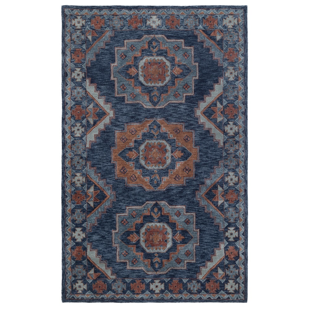 Terra by Obeetee Reverie Hearth Deep Blue Rug